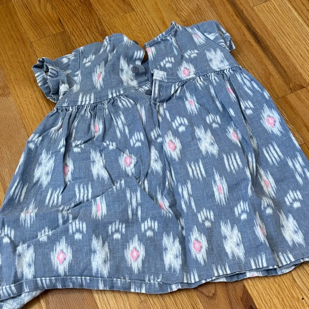 Carter's Blue Ikat Pocket Dress with Pink Accents